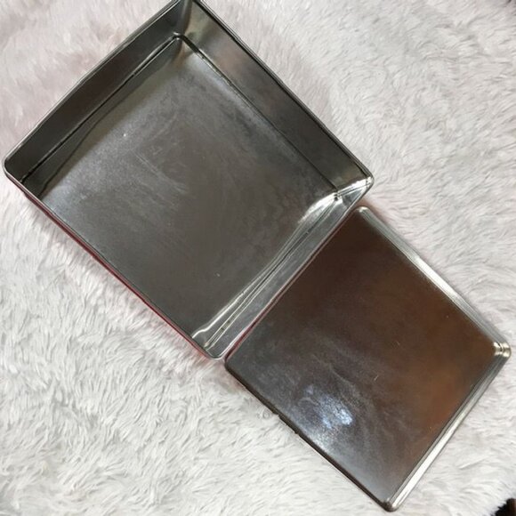 Gold Metal Cage Ornament & Red Medallion Square Tin Set - Picture 8 of 13